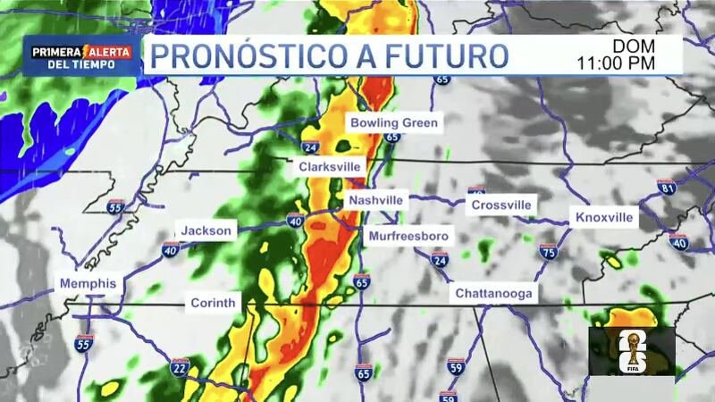 Riesgo de tiempo severo para este domingo por la tarde