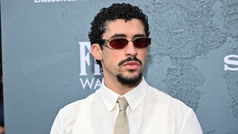 Benito Antonio Martinez Ocasio (aka Bad Bunny) attends the premiere of "Caught Stealing" at...