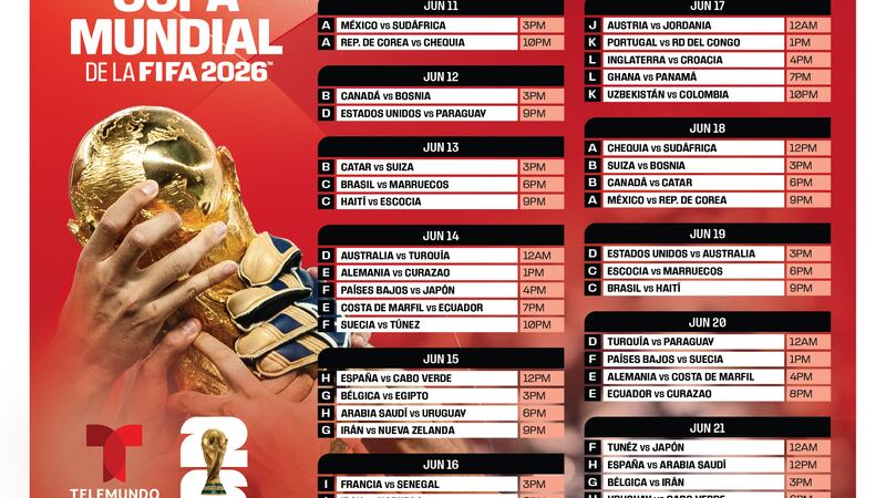 Calendario de la Copa de Mundial de la FIFA 2026