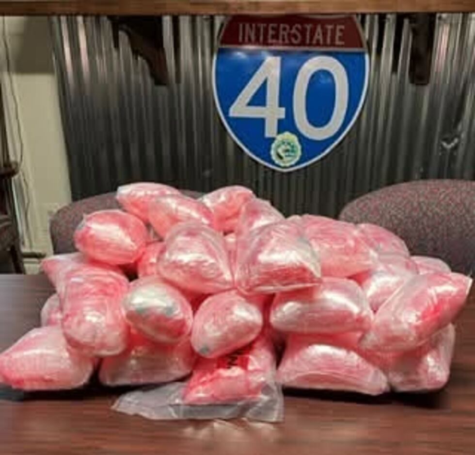 44 pounds of methamphetamine was seized after a routine traffic stop.