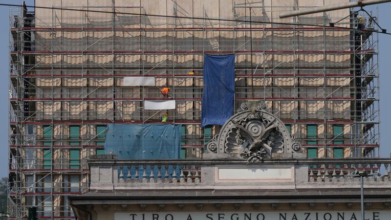 Una imagen de las obras del nuevo consulado de Estados Unidos en Milán, Italia, el lunes 8 de...