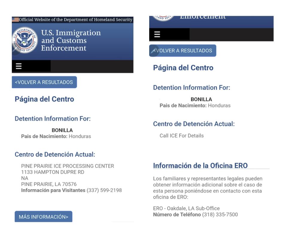 Hombre de origen hondureño desaparece del sistema de ICE luego de que sus familiares...