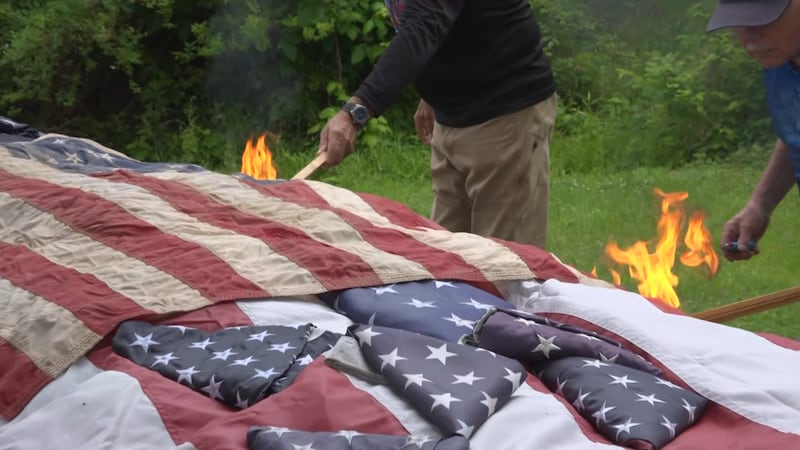 Newport flag retirement ceremony honors veterans, Helene recovery