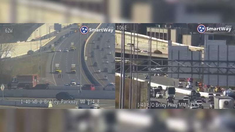 Portion of I-40 near BNA shut down due to rollover crash