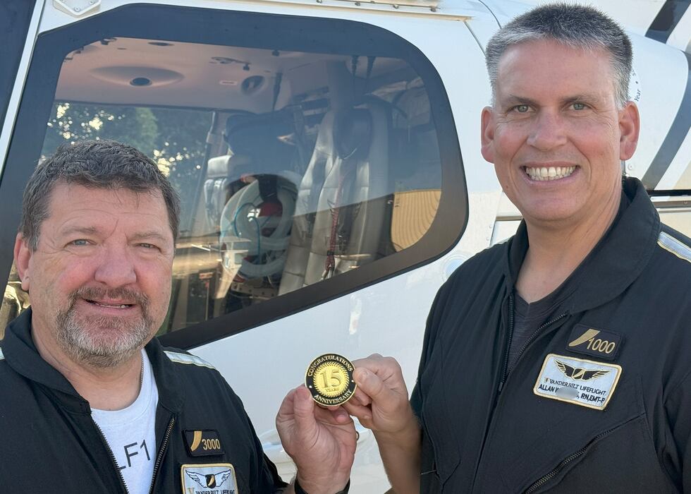 Allan Williams (right), was killed after the Vanderbilt LifeFlight helicopter he was aboard...