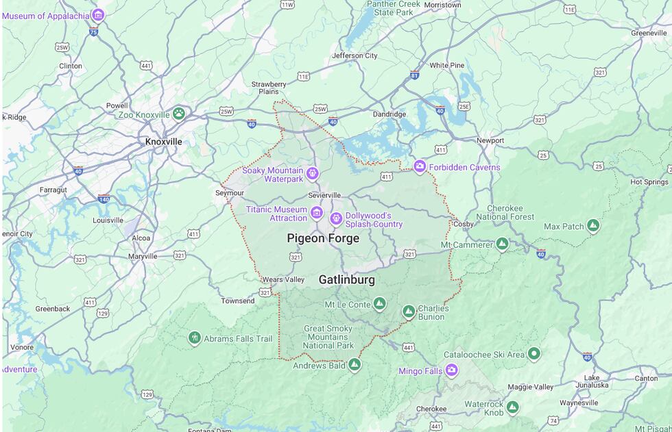 Ubicación en mapa del condado Sevier tras el acuerdo pendiente en elprograma 287(g)